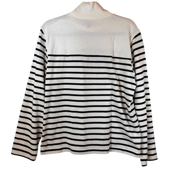 J Crew Sweater Size L Striped Navy Ivory Cotton Pullover Nautical Coastal Preppy - Picture 2 of 9
